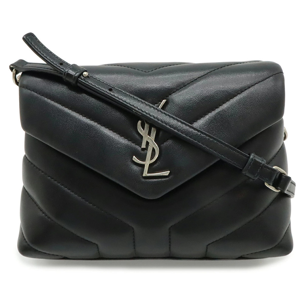 SAINT LAURENT PARIS Yves YSL Monogram Loulou Toy Bag Shoulder Leather Black